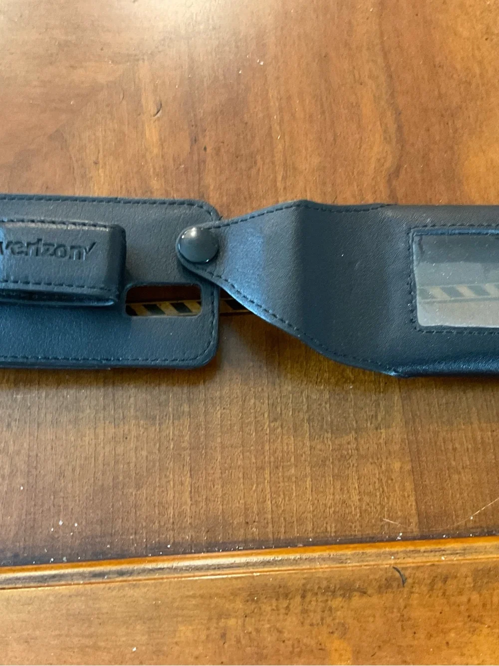 Black Leather Phone Holster Case with Window